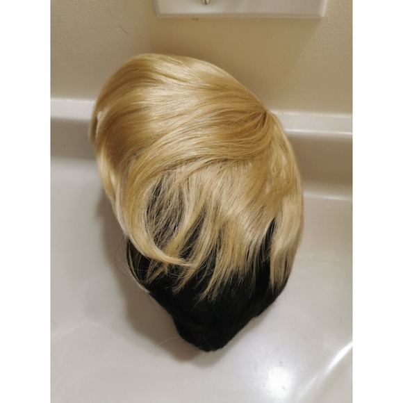 The Unbranded Brand Other - Short Ombre Blonde Black Human Hair Wig Pixie Cut Wigs Work Wig